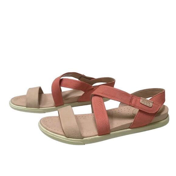 Ecco Damara crisscross pink leather sandals 10 - Picture 2 of 9